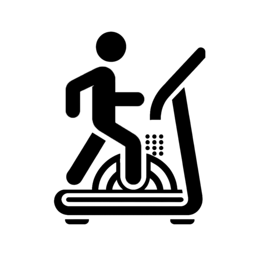 A person is running on an exercise machine.
