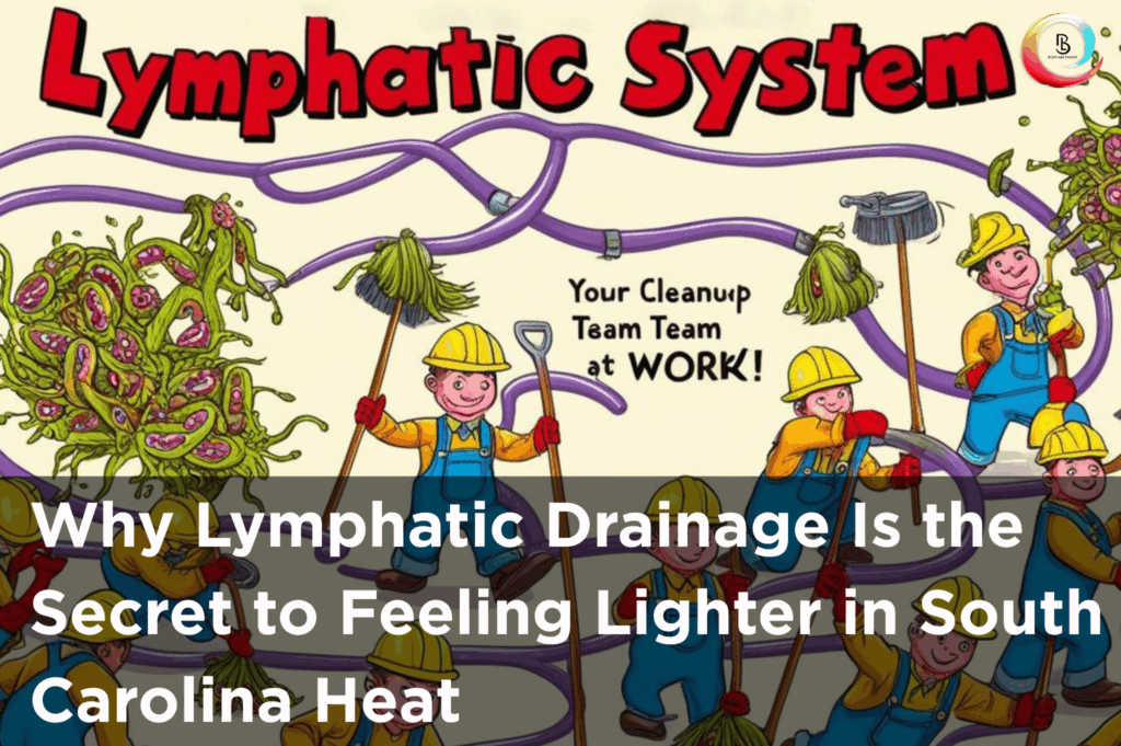 Cartoon workers cleaning up waste to represent the lymphatic system.